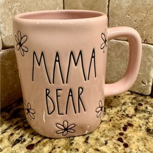 Rae Dunn Mama Bear Pink Ceramic Mug with Flower Design
